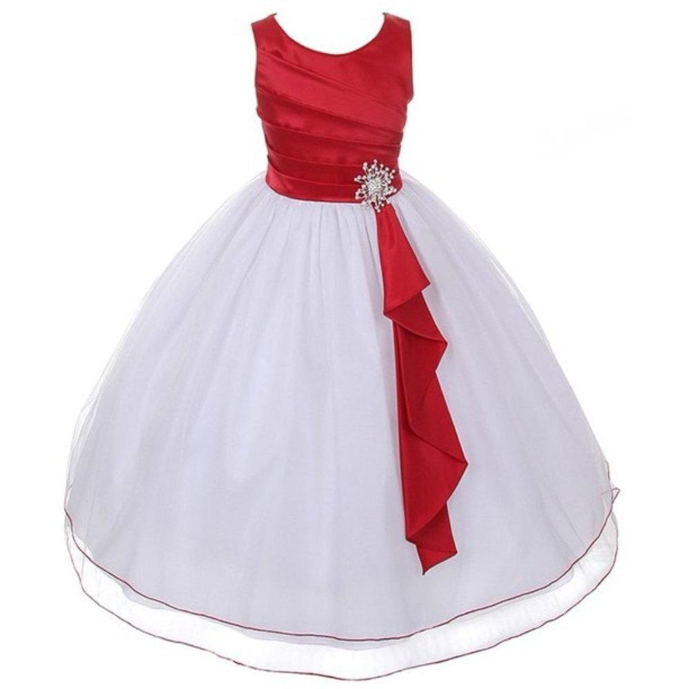 Chic Baby Girls 12 Red Layered Brooch Flower Girl Dress